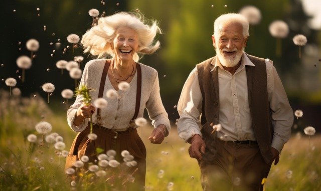 Couple smiling while planning retirement together